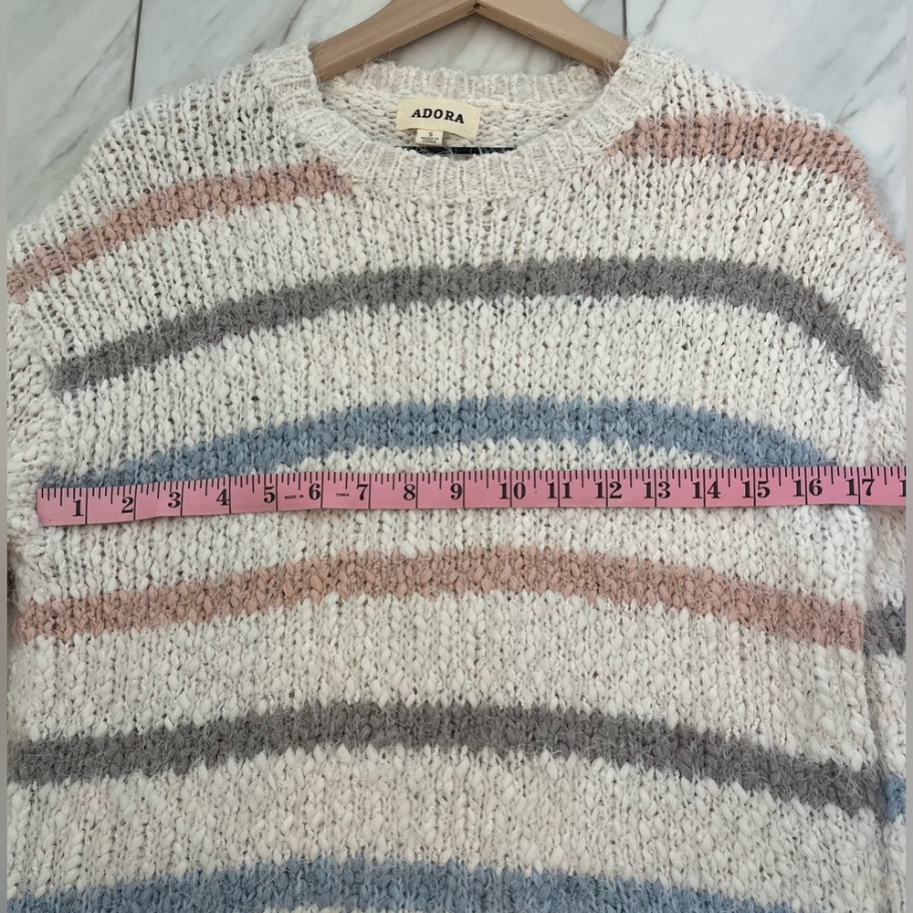 Adora popcorn fuzzy soft striped Multicolor Sweater, size S - Picture 10 of 10